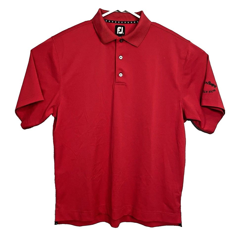FJ Footjoy Polo Shirt Mens Large Golf‎ Short Sleeve Red Collared w/ Embroidery